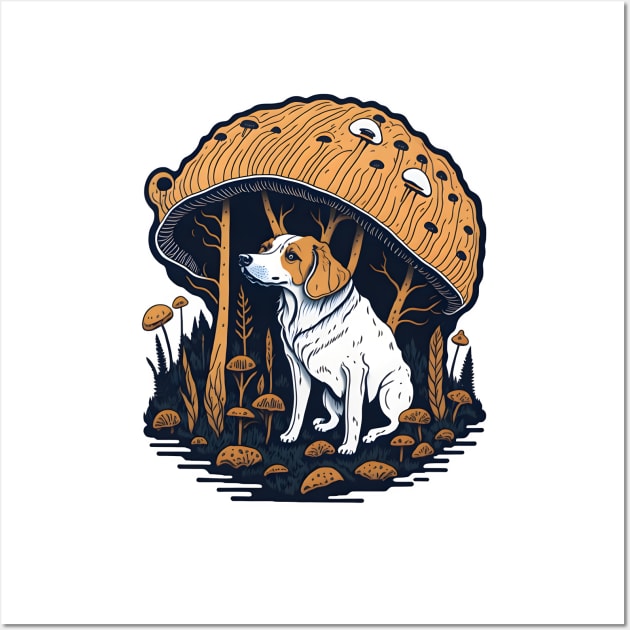 Dog Under A Mushroom Wall Art by MonkeyStuff